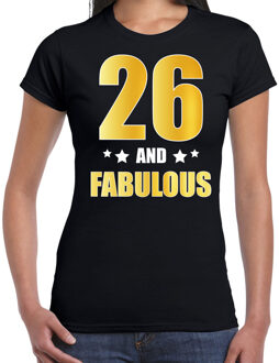 Bellatio Decorations 26 and fabulous verjaardag cadeau t-shirt / shirt - zwart - gouden en witte letters - voor dames - 26 jaar verjaardag kado shirt / outfit 2XL