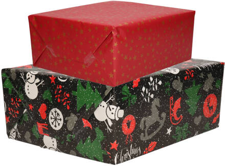 Bellatio Decorations 2x Rollen Kerst inpakpapier/cadeaupapier 2,5 x 0,7 meter - Cadeaupapier