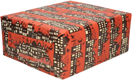 Bellatio Decorations 2x Rollen Sinterklaas kadopapier print donkerrood  2,5 x 0,7 meter op rol 70 grams - Luxe papier kwaliteit cadeaupapier/inpakpapier - Sint en Piet