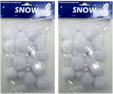 Bellatio Decorations 2x Sneeuwballen slingers 150 cm - Kerstslingers/sneeuwslingers - Sneeuwversiering/sneeuwdecoratie