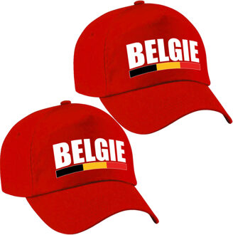 Bellatio Decorations 2x stuks belgie landen pet/baseball cap rood volwassenen