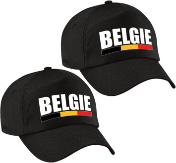 Bellatio Decorations 2x stuks belgie landen pet/baseball cap zwart volwassenen