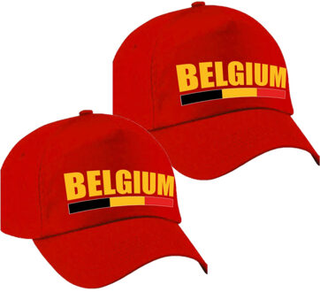 Bellatio Decorations 2x stuks Belgium supporters pet rood voor dames en heren - Belgie landen baseball cap - supporter accessoire