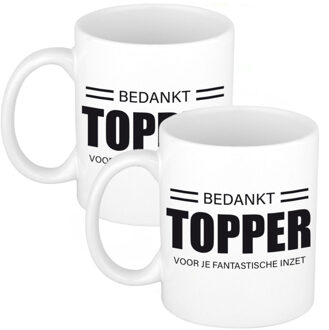 Bellatio Decorations 2x stuks collega cadeau mok / beker bedankt topper voor je fantastische inzet afscheid/pensioen kado