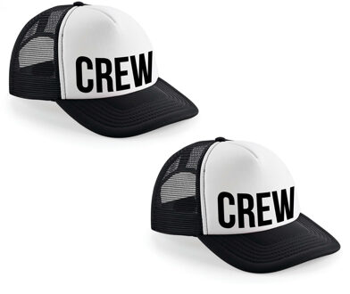 Bellatio Decorations 2x stuks CREW snapback cap/ truckers petje zwart voor dames en heren