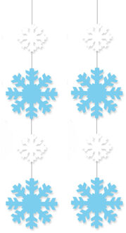 Bellatio Decorations 2x stuks decoratie hanger met sneeuwvlokken 120 x 25 cm - Feestslingers Multikleur