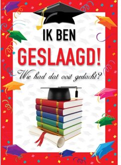 Bellatio Decorations 2x stuks deur poster Ik ben geslaagd - Feestposters Multikleur