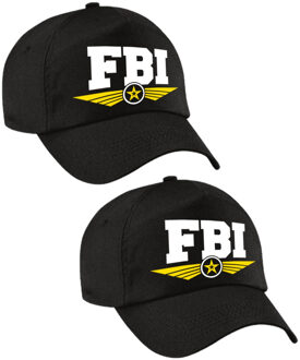 Bellatio Decorations 2x stuks FBI agent tekst pet / baseball cap zwart voor volwassenen