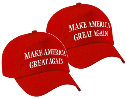 Bellatio Decorations 2x stuks feestpet make America great again rood voor volwassenen - Donald Trump - verkleed pet / carnaval pet