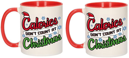 Bellatio Decorations 2x stuks grappige Kerstmis mokken calories dont count at Christmas 300 ml