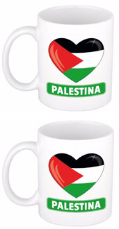 Bellatio Decorations 2x stuks hartje Palestina mok / beker 300 ml