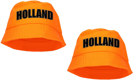 Bellatio Decorations 2x stuks Holland supporter visserspetje / zonnehoedje oranje voor Koningsdag en EK / WK fans