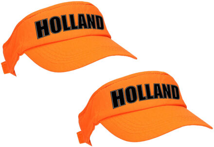 Bellatio Decorations 2x stuks Holland supporter zonneklep / sun visor oranje voor Koningsdag en EK / WK fans