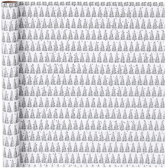 Bellatio Decorations 2x stuks kerst cadeaupapier/inpakpapier met kerstbomen 70 x 400 cm Multi