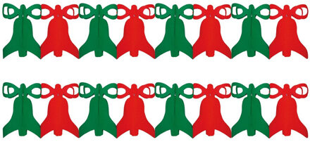 Bellatio Decorations 2x stuks kerstslinger met kerstklokken 3 meter