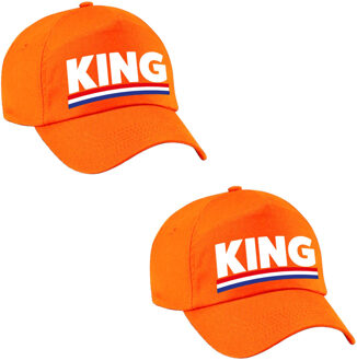 Bellatio Decorations 2x stuks king pet / cap oranje voor Koningsdag/ EK/ WK