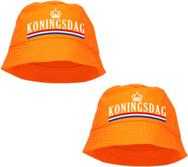 Bellatio Decorations 2x stuks Koningsdag bucket hat / zonnehoedje oranje voor dames en heren