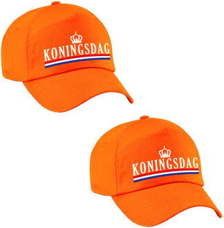 Bellatio Decorations 2x stuks Koningsdag pet / cap oranje voor dames en heren