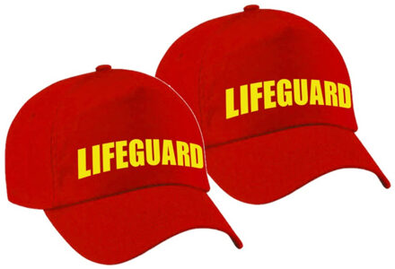 Bellatio Decorations 2x stuks lifeguard / strandwacht verkleed pet voor jongens en meisjes - rood / geel - reddingsbrigade baseball cap - carnaval / kostuum