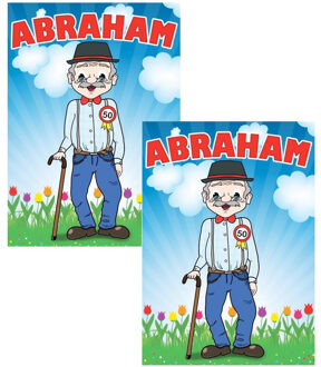 Bellatio Decorations 2x stuks mega deurposters Abraham 50 jaar 59 x 84 cm