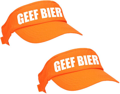 Bellatio Decorations 2x stuks oranje geef bier zonneklep / pet Koningsdag voor dames en heren