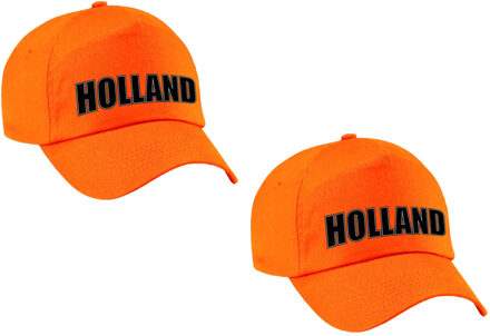 Bellatio Decorations 2x stuks oranje Holland fan pet / cap oranje - volwassenen - EK / WK / Koningsdag - Nederland supporter petje / kleding