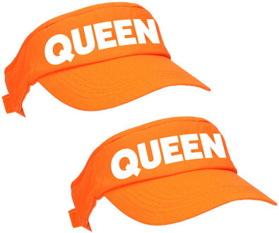 Bellatio Decorations 2x stuks oranje Queen zonneklep met Nederlandse vlag voor dames en heren