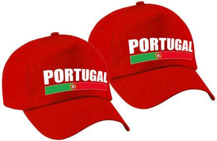 Bellatio Decorations 2x stuks portugal supporter pet / cap Portugal rood volwassenen
