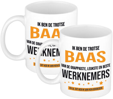 Bellatio Decorations 2x stuks trotse baas werknemers cadeau koffiemok / theebeker 300 ml
