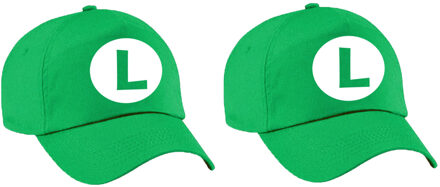 Bellatio Decorations 2x stuks verkleed pet / carnaval pet Luigi groen voor volwassenen