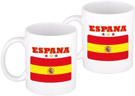 Bellatio Decorations 2x stuks vlag Spanje beker 300 ml - feest mokken Multikleur