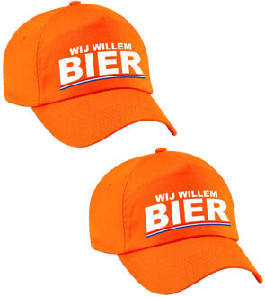 Bellatio Decorations 2x stuks wij Willem BIER supporter pet / cap oranje voor Koningsdag/ EK/ WK