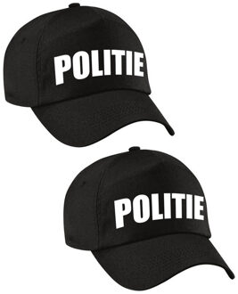 Bellatio Decorations 2x stuks zwarte politie agent verkleed pet / cap voor volwassenen