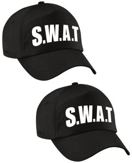 Bellatio Decorations 2x stuks zwarte SWAT team politie verkleed pet / cap voor volwassenen