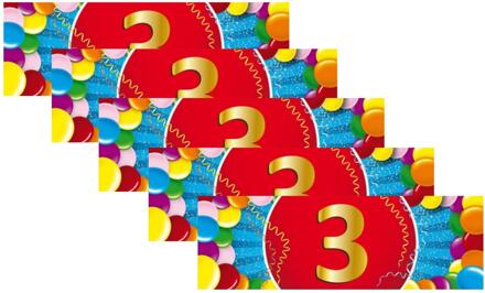 Bellatio Decorations 3 jaar leeftijd sticker - 10x - 19 x 6 cm - 3 jaar verjaardag / jubileum - versiering