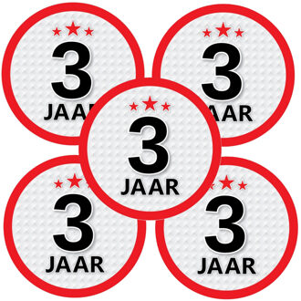 Bellatio Decorations 3 jaar leeftijd sticker - 10x - rond - Dia 15 cm - 3 jaar verjaardag - jubileum - leeftijd versierin