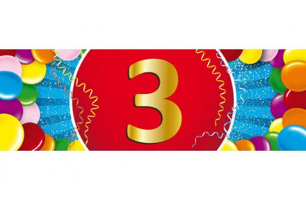 Bellatio Decorations 3 jaar leeftijd sticker - 19 x 6 cm - 3 jaar verjaardag / jubileum - versiering Multi