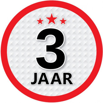 Bellatio Decorations 3 jaar leeftijd sticker - rond - Dia 15 cm - 3 jaar verjaardag - jubileum - leeftijd versiering