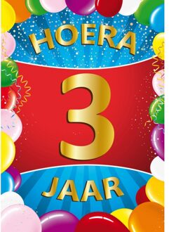 Bellatio Decorations 3 jaar mega deurposter 59 x 84 cm leeftijd verjaardag feestartikelen - Feestposters Multikleur