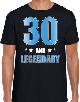 Bellatio Decorations 30 and legendary verjaardag cadeau t-shirt / shirt - zwart met blauwe en witte letters - voor heren - 30ste verjaardag kado shirt / outfit 2XL