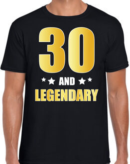 Bellatio Decorations 30 and legendary verjaardag cadeau t-shirt - zwart - gouden letters - heren - 30 jaar geworden
