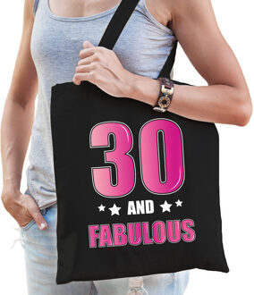 Bellatio Decorations 30 and legendary verjaardag cadeau tas zwart met roze letters voor dames - Verjaardag