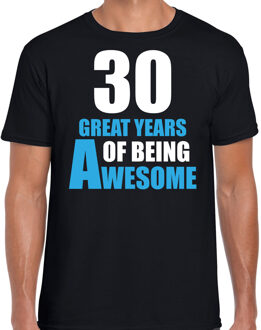 Bellatio Decorations 30 Great years of being awesome cadeau t-shirt zwart voor heren - 30 jaar verjaardag kado shirt / outfit 2XL