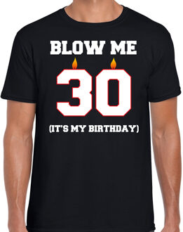 Bellatio Decorations 30 jaar cadeau t-shirt blow me its my birthday - zwart - heren - 30e verjaardag kado 2XL