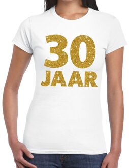 Bellatio Decorations 30 jaar goud glitter verjaardag/jubileum kado shirt wit dames