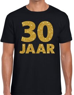 Bellatio Decorations 30 jaar gouden glitter tekst t-shirt zwart heren