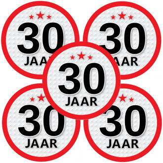 Bellatio Decorations 30 jaar leeftijd sticker - 10x - rond - Dia 15 cm - 30 jaar verjaardag - jubileum - leeftijd versier