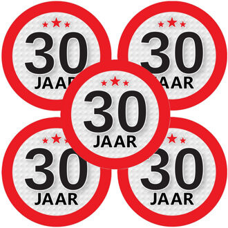 Bellatio Decorations 30 jaar leeftijd sticker - 15x - rond - Dia 9 cm - 30 jaar verjaardag - jubileum - leeftijd versieri