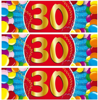 Bellatio Decorations 30 jaar leeftijd sticker - 5x - 19 x 6 cm - verjaardag - jubileum - versiering