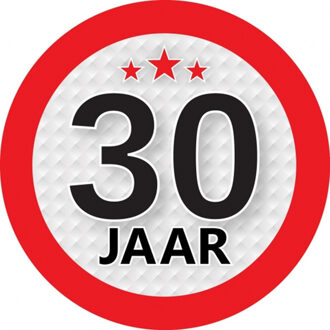 Bellatio Decorations 30 jaar leeftijd sticker rond 9 cm - 30 jaar verjaardag/jubileum versiering